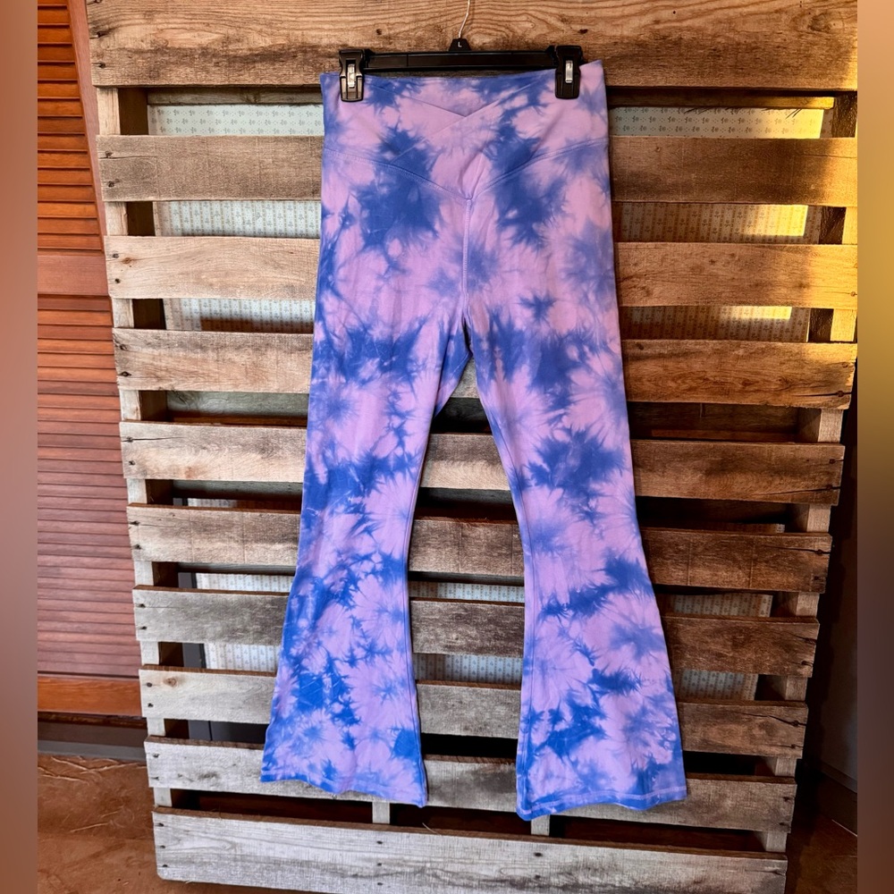 PINK Victoria's Secret Tie-Dye Flare Pants - Pink and Blue